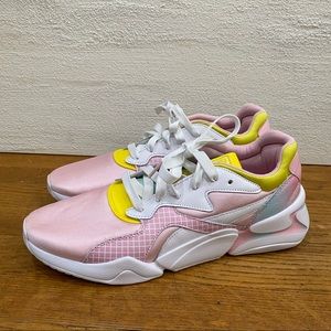 Puma Barbie X Women’s Nova ‘Orchid Pink’ and White tennis shoes, size 10.5.